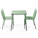 Mesa de jardín cuadrada 70 x 70 cm y 2 sillas de metal apilables