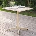 Mesa cuadrada de jardín con tablero plegable 70 x 70 cm y 2 sillas con reposabrazos de metal