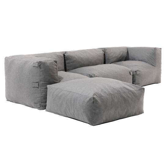 Sofá esquinero fijo modular con 1 asiento, 2 esquinas y 1 puf