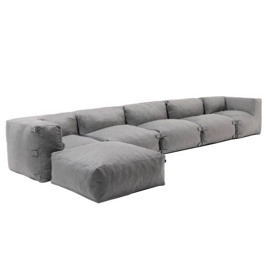 Sofá esquinero fijo modular de 3 plazas, 2 esquinas y 1 puf