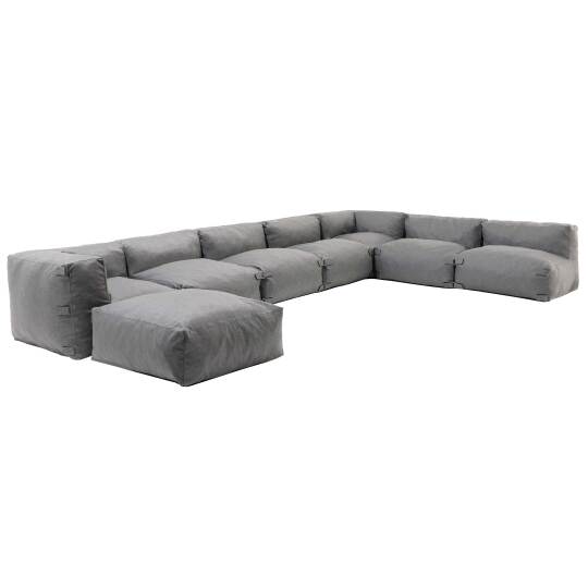 Sofá esquinero fijo modular de 5 plazas, 2 esquinas y 1 puf
