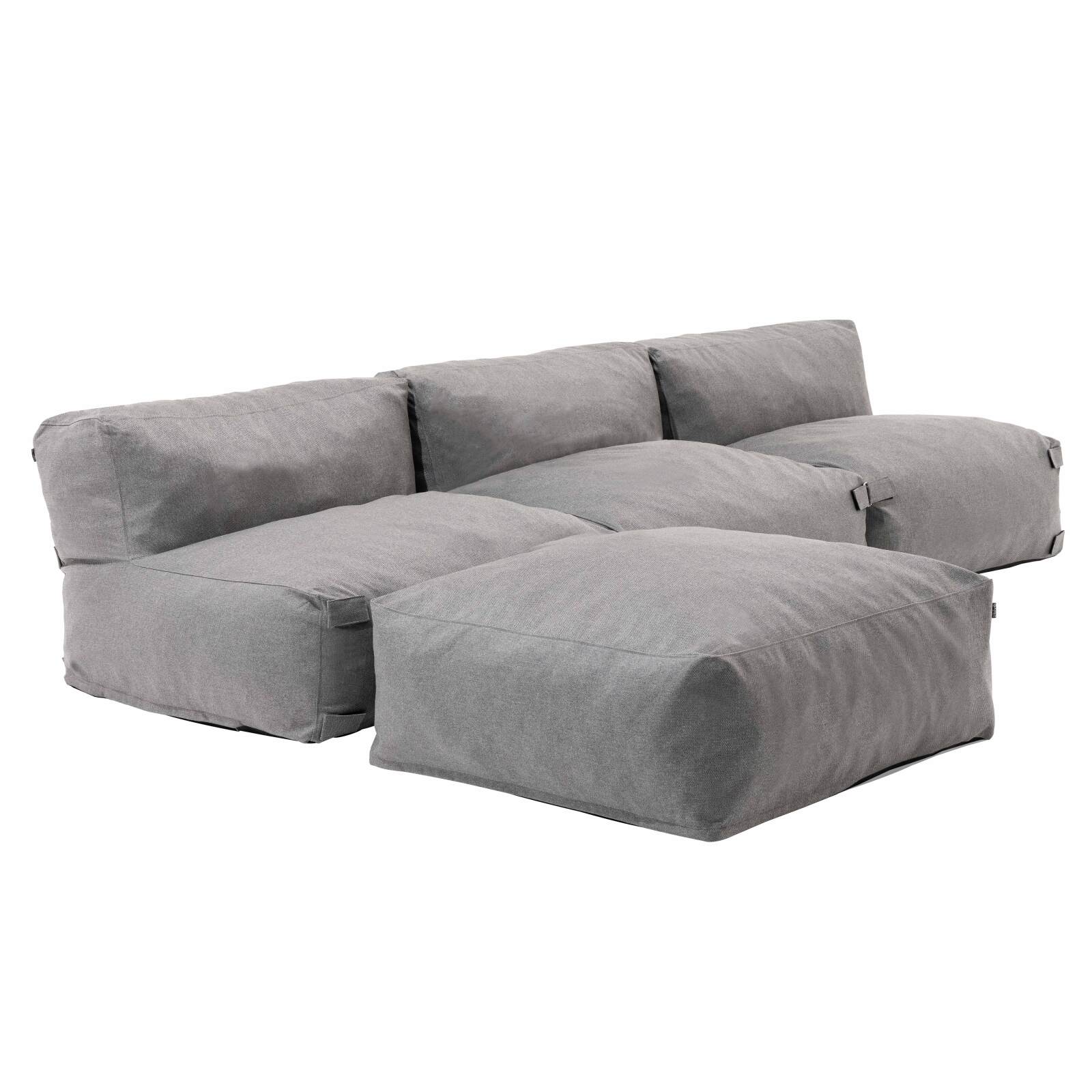 Sofá esquinero fijo modular de 3 plazas y 1 puf