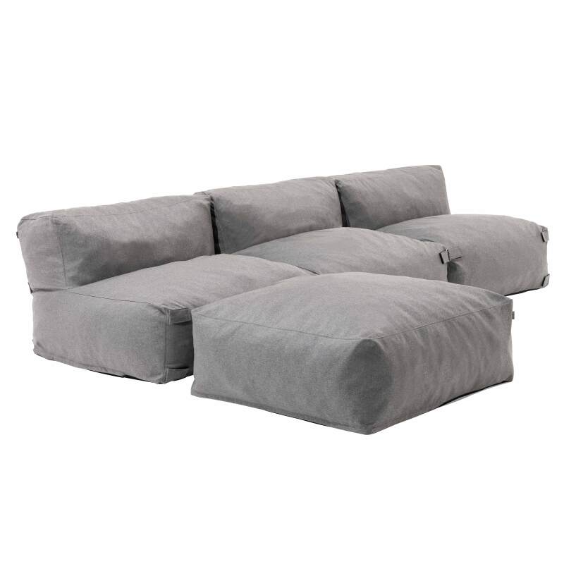 Sofá esquinero fijo modular de 3 plazas y 1 puf