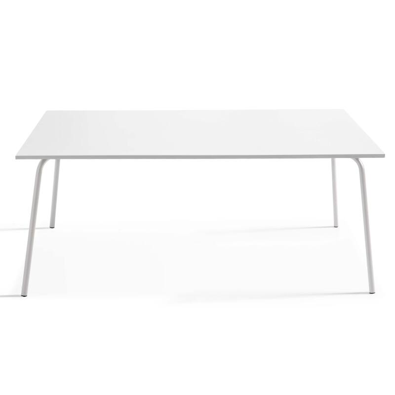 Mesa de jardín rectangular de 180 x 90 cm y 6 sillas con brazos de metal