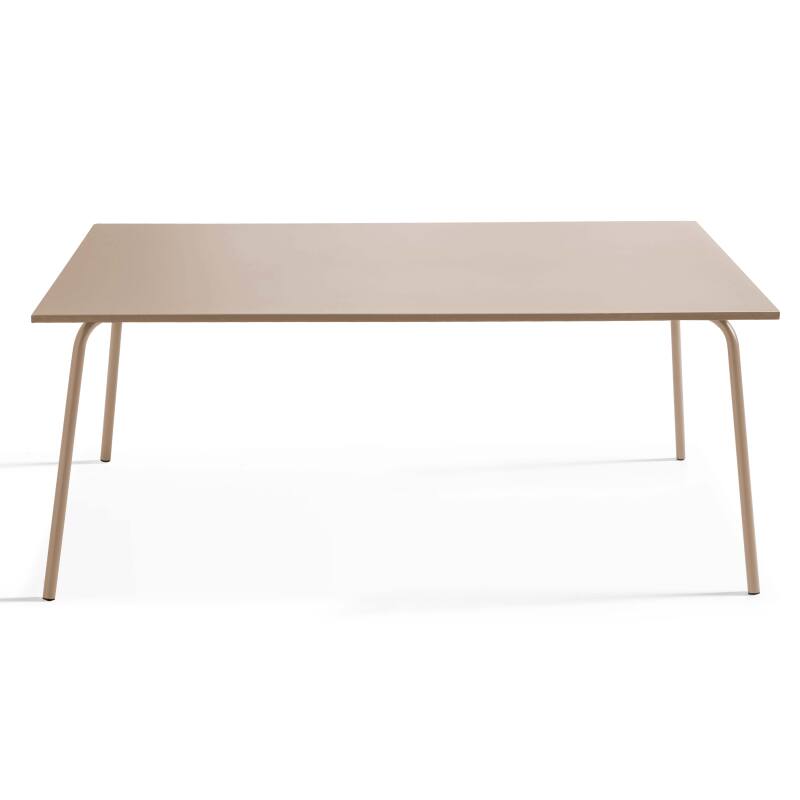 Mesa de jardín rectangular de 180 x 90 cm y 6 sillas con brazos de metal