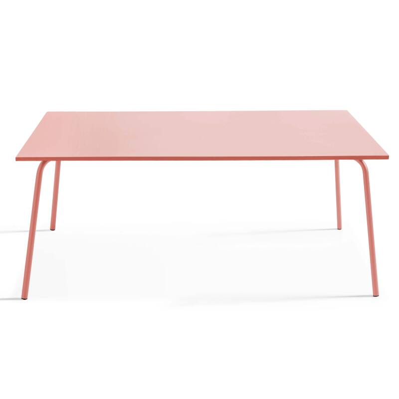 Mesa de jardín rectangular de 180 x 90 cm y 6 sillas con brazos de metal