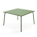 Mesa de jardín cuadrada de 120 x 120 cm y 8 sillas con brazos de metal
