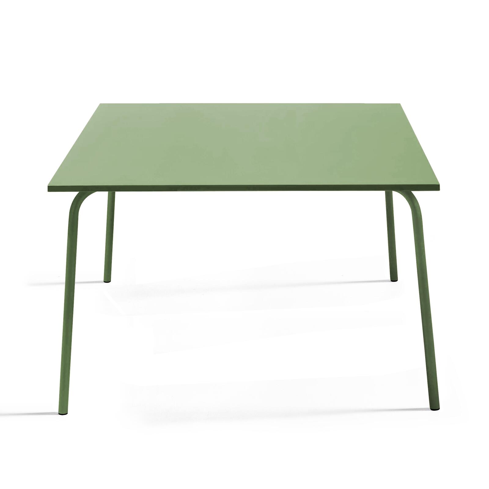 Mesa de jardín cuadrada de 120 x 120 cm y 8 sillas con brazos de metal