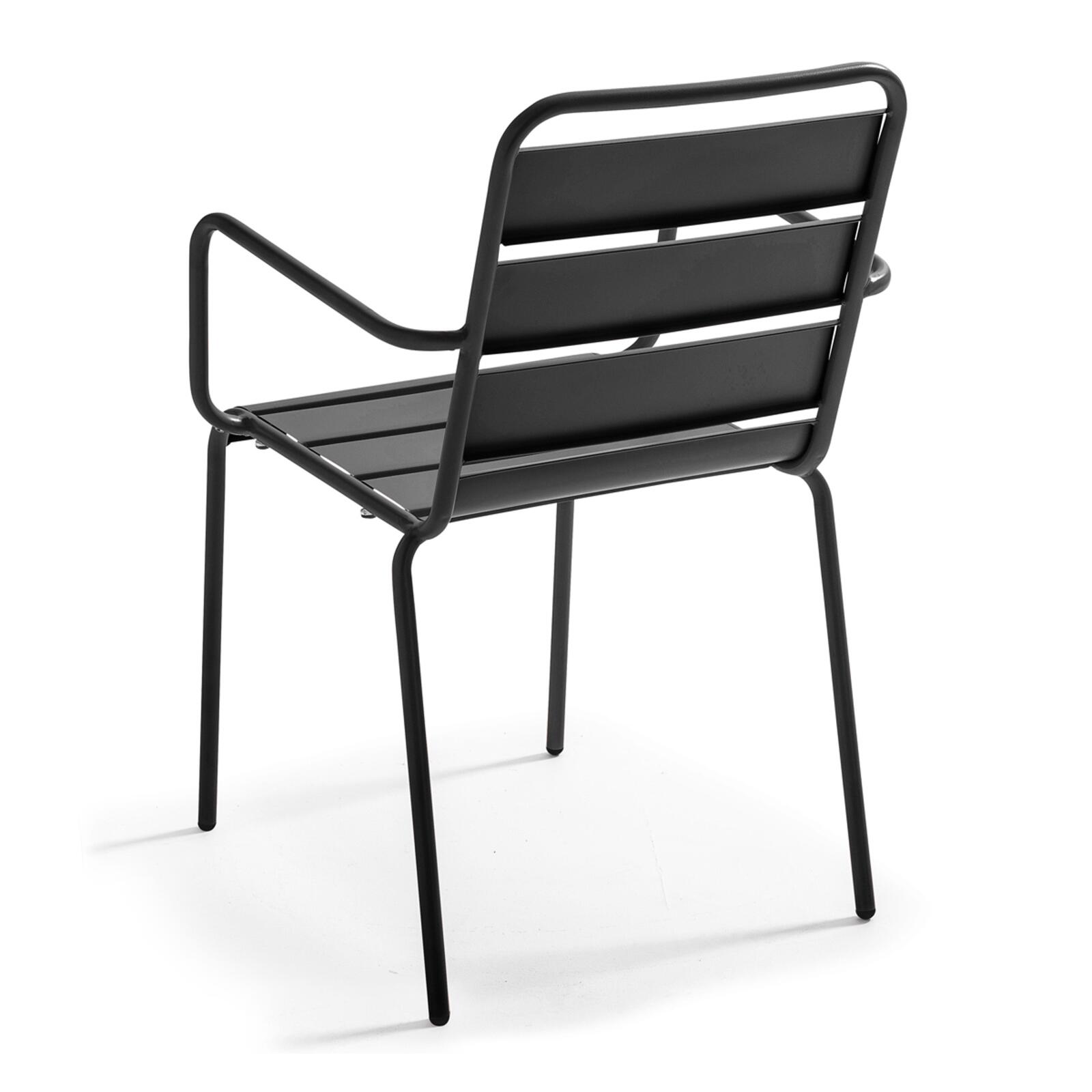 Mesa de jardín cuadrada de 120 x 120 cm y 8 sillas con brazos de metal