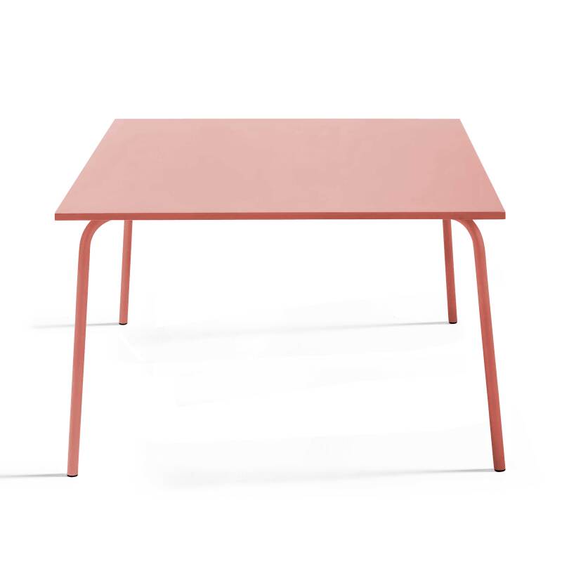 Mesa de jardín cuadrada de 120 x 120 cm y 8 sillas con brazos de metal