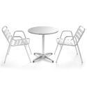 Mesa redonda de jardín de Ø70 cm de diámetro, inclinable y de aluminio + 2 sillas con reposabrazos