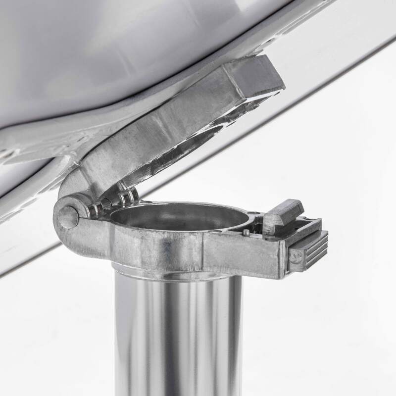 Mesa redonda de jardín de Ø70 cm de diámetro, inclinable y de aluminio, con 4 sillas con reposabrazos (6/7)