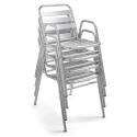 Silla de jardín con reposabrazos de aluminio apilable