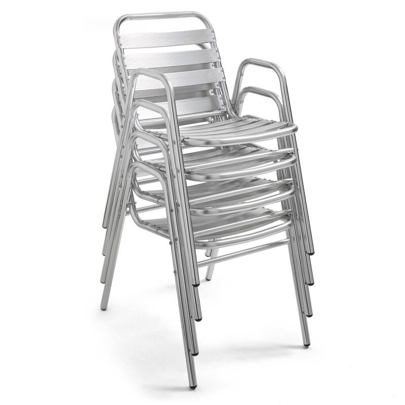 Silla de jardín con reposabrazos de aluminio apilable