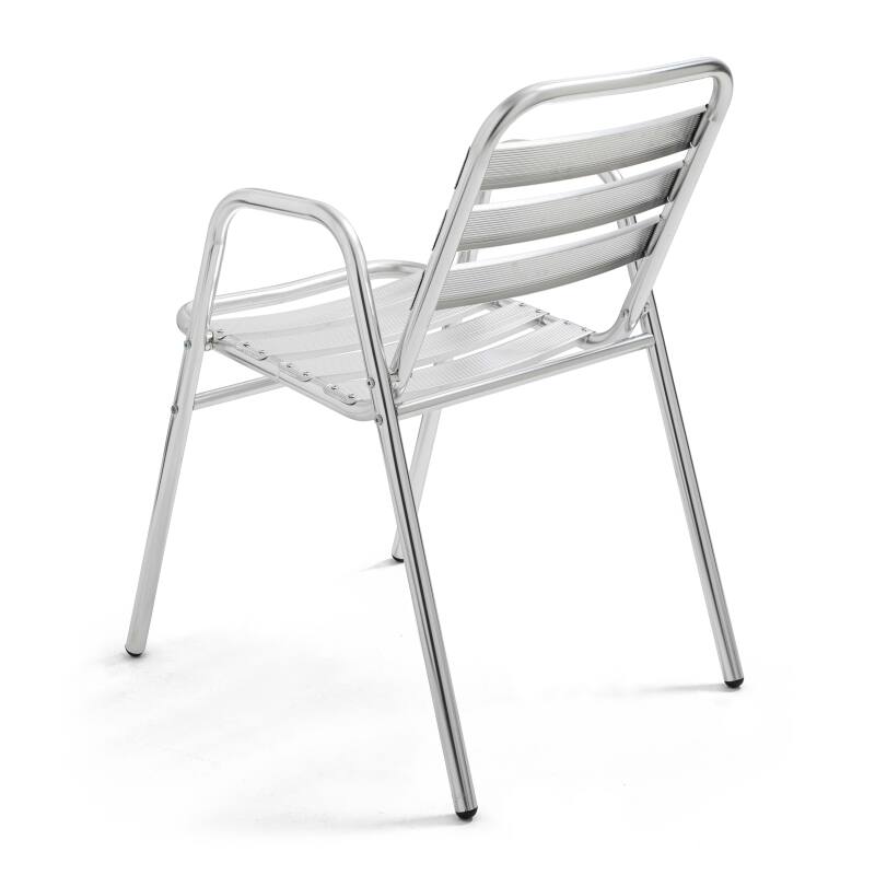 Silla de jardín con reposabrazos de aluminio apilable