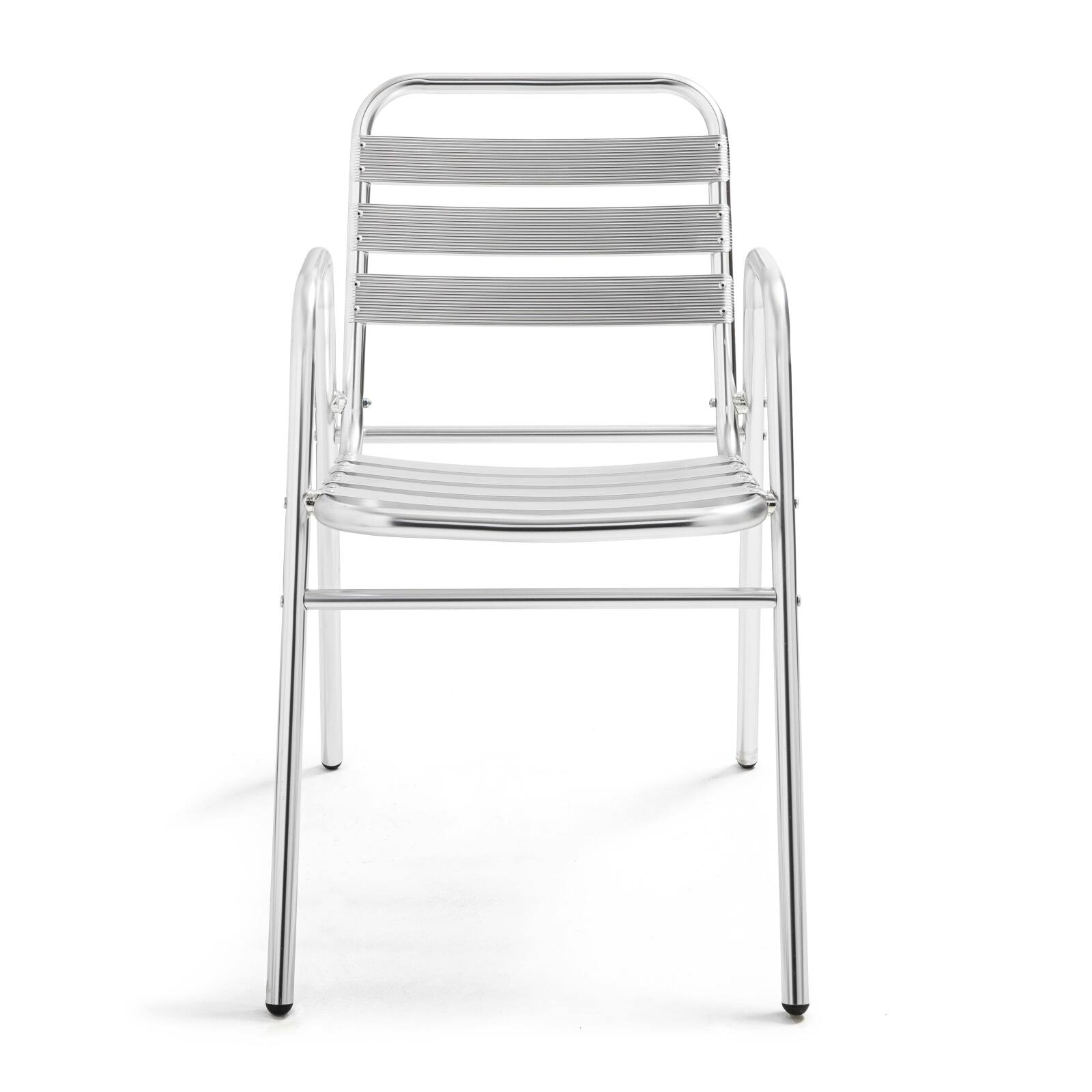 Silla de jardín con reposabrazos de aluminio apilable