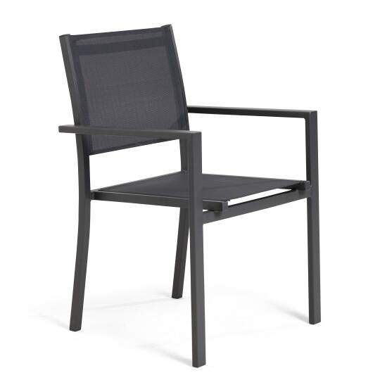 Silla de jardín con reposabrazos de aluminio y textileno