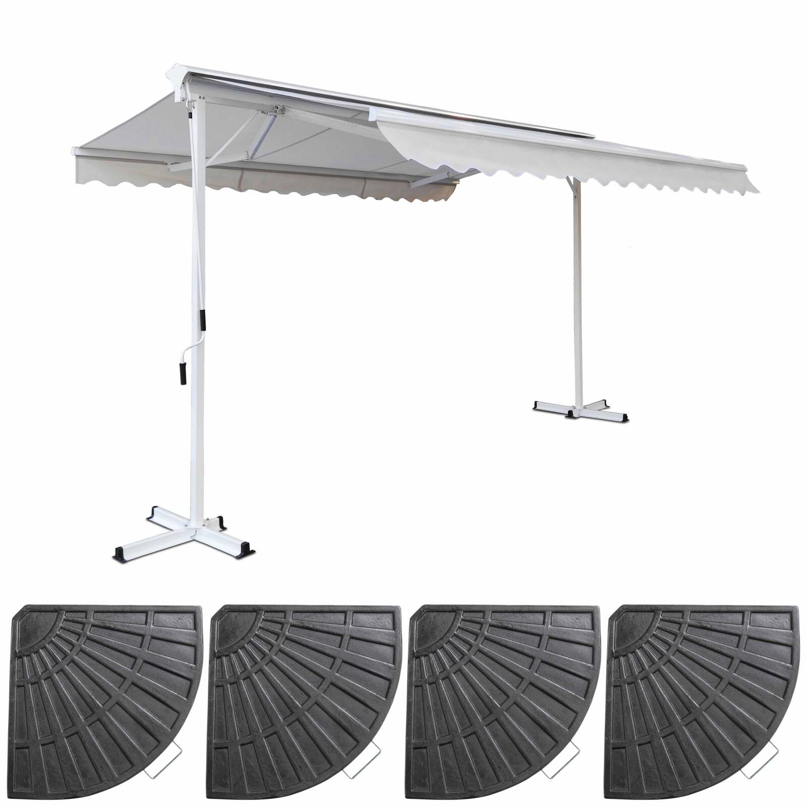 Toldo de campaña a dos aguas (3 x 4m) + 4 losetas de contrapeso Toldo de campaña a dos aguas (3 x 4m) + 4 losetas de contrapeso