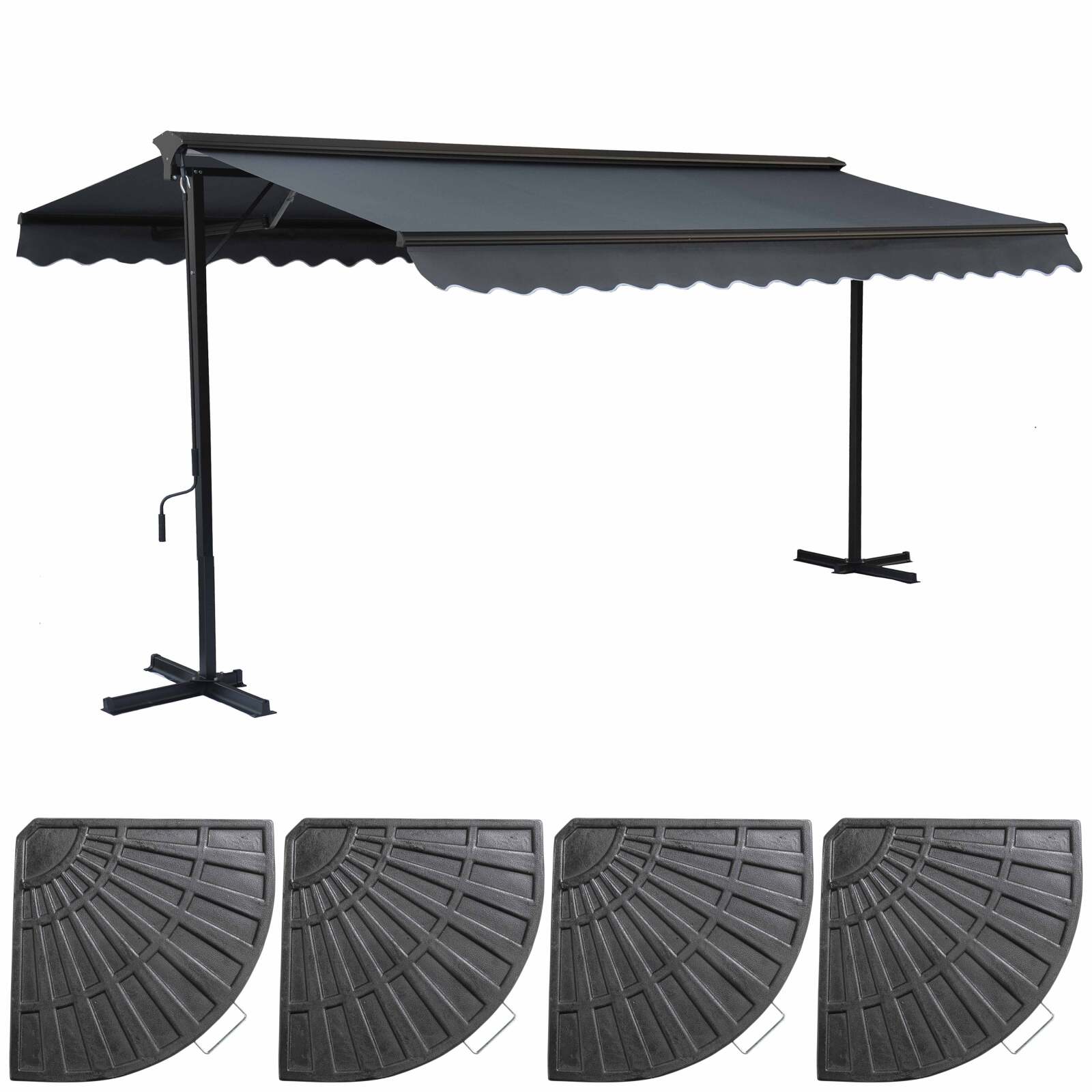 Toldo de campaña a dos aguas (3 x 4m) + 4 losetas de contrapeso