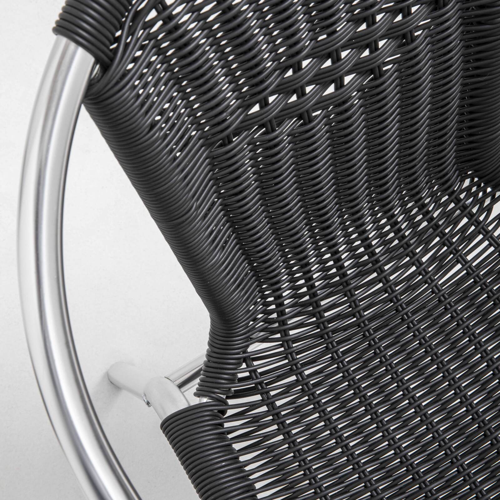 Mesa redonda de jardín de 70 cm de diámetro en aluminio y 2 sillas con reposabrazos