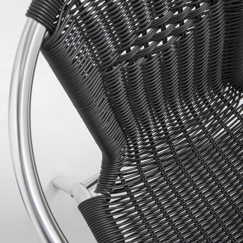 Mesa redonda de jardín de 70 cm de diámetro en aluminio y 2 sillas con reposabrazos