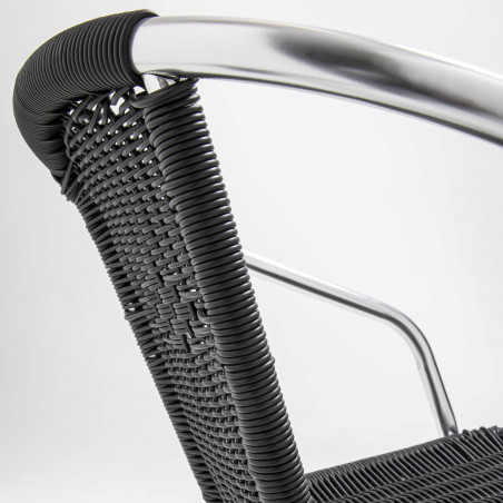 Zoom silla de resina con reposabrazos NEGRA