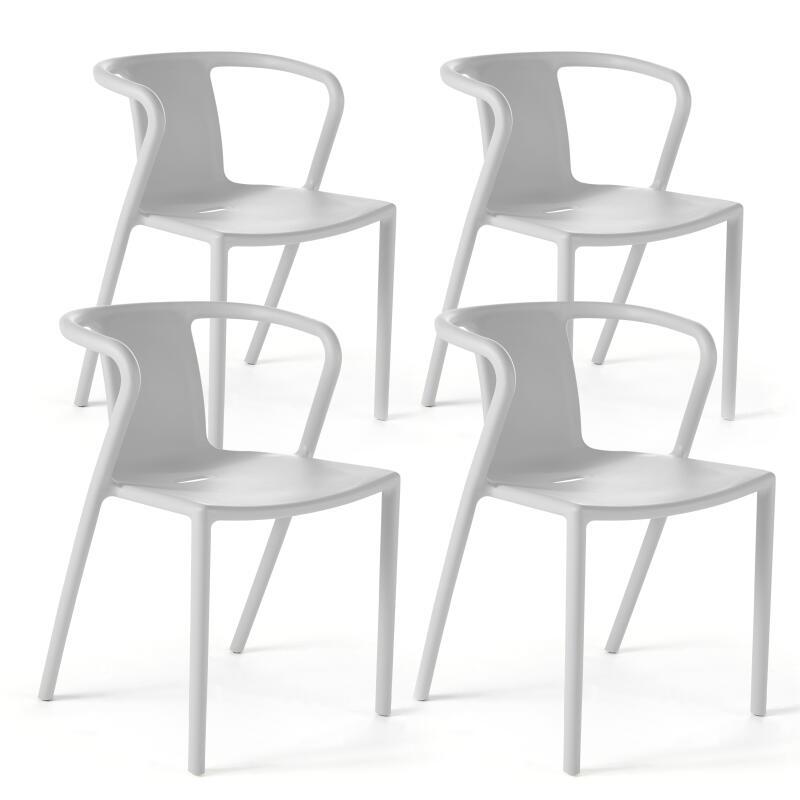 Lote de 4 sillas de jardín con diseño de reposabrazos