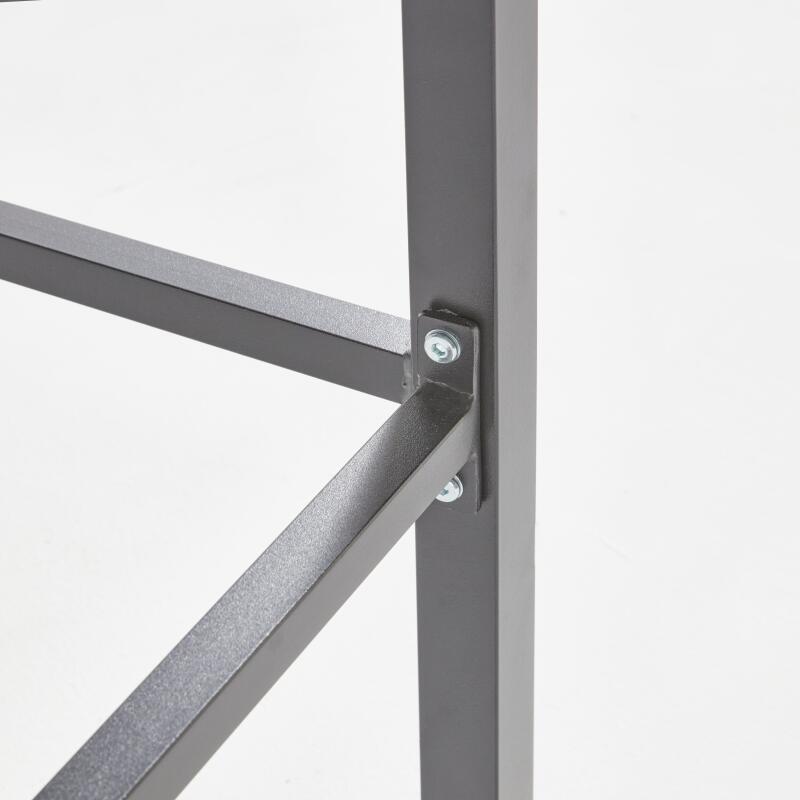 Mesa alta de jardín de 90 x 80 cm de aluminio y poliwood con 4 taburetes