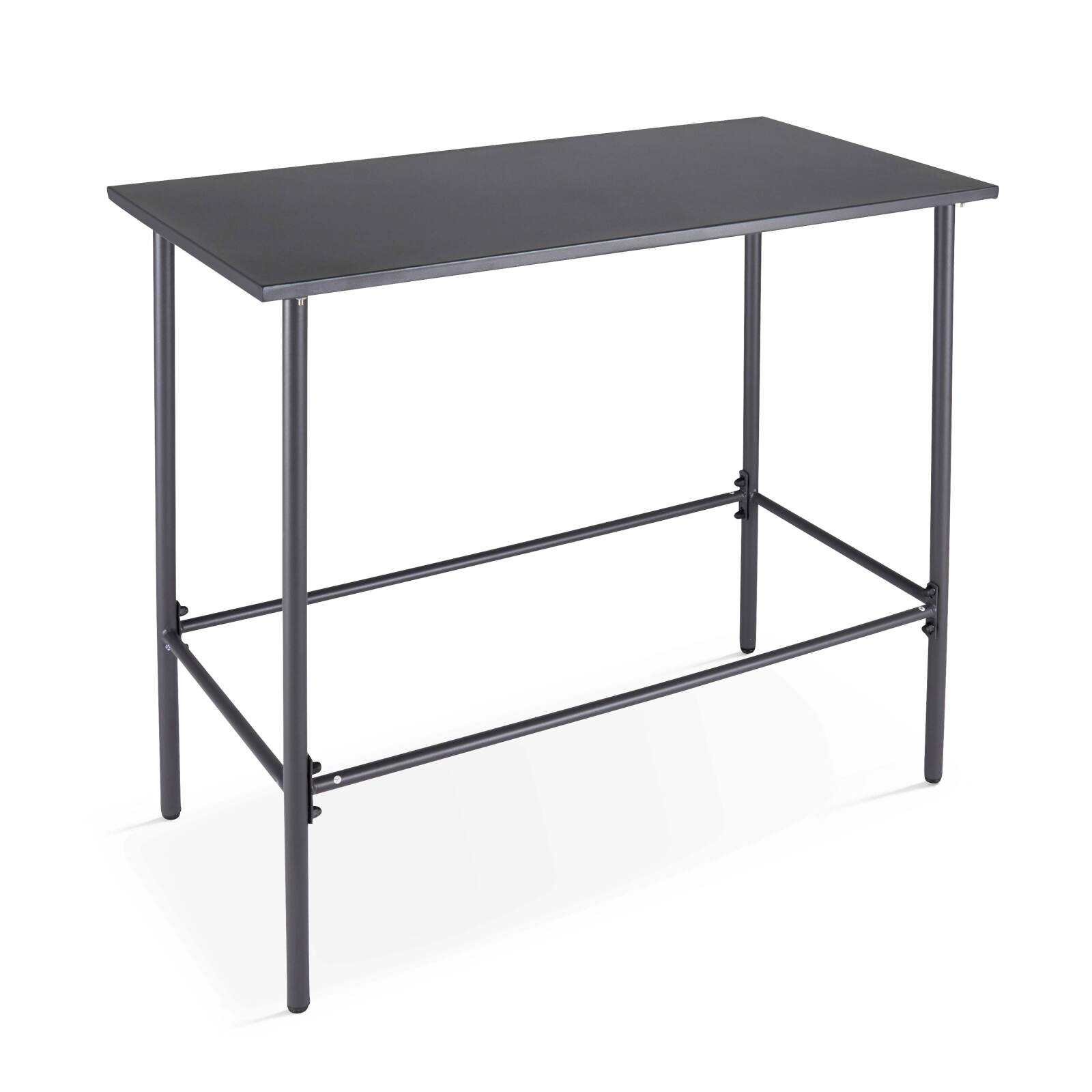 Mesa alta de jardín de 120 x 60 cm y 6 sillas altas de metal