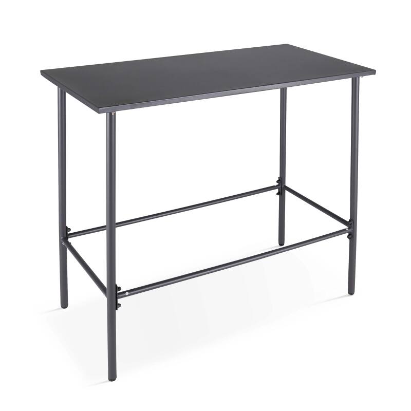 Mesa alta de jardín de 120 x 60 cm y 6 sillas altas de metal (2/6)