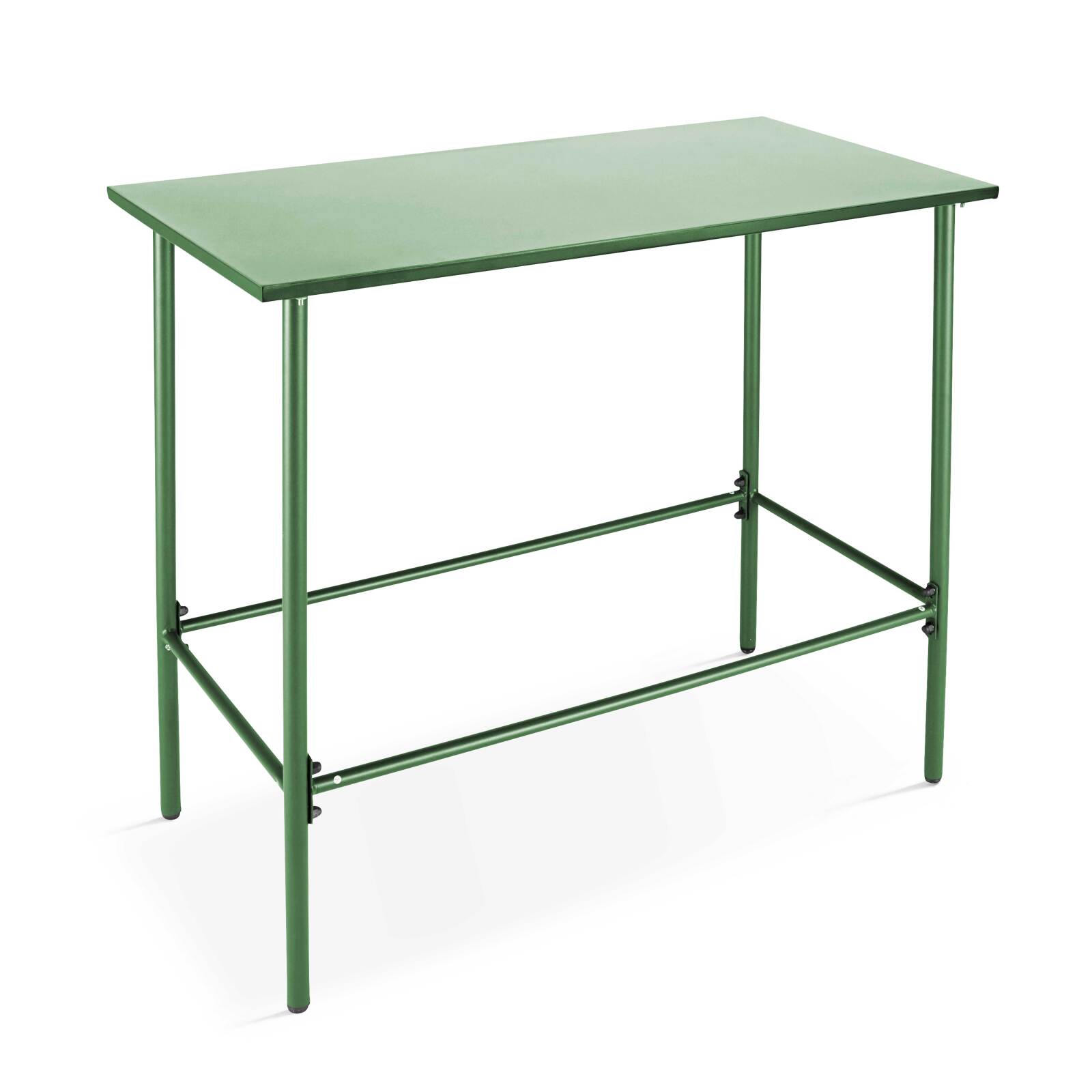 Mesa alta de jardín de 120 x 60 cm y 6 sillas altas de metal