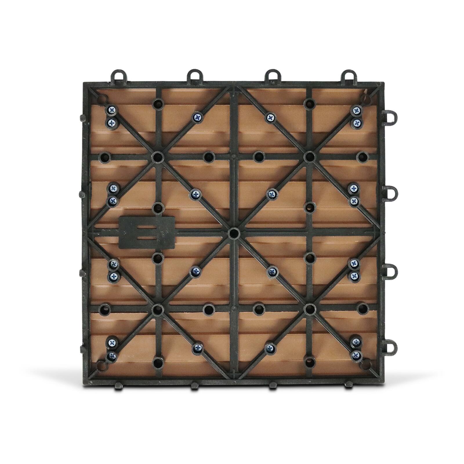 Lote de baldosas de terraza de madera compuesta con sistema de clips - (30 x 30 x 2,5 cm) Lote de baldosas de terraza de madera compuesta con sistema de clips - (30 x 30 x 2,5 cm)