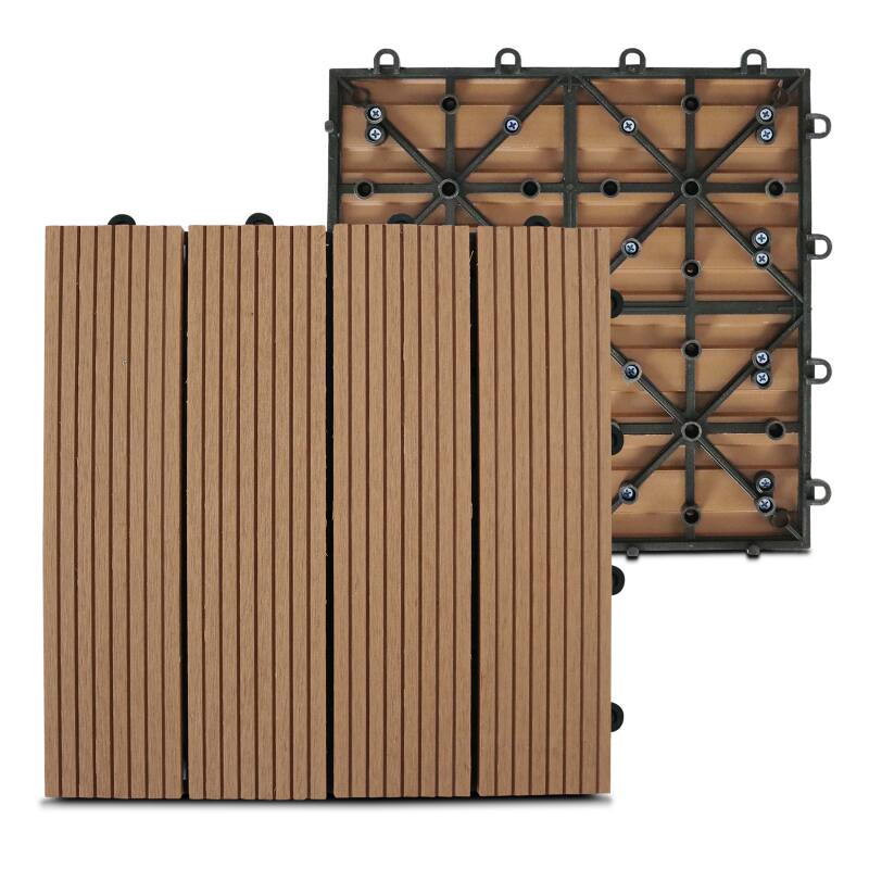 Lote de baldosas de terraza de madera compuesta con sistema de clips - (30 x 30 x 2,5 cm)