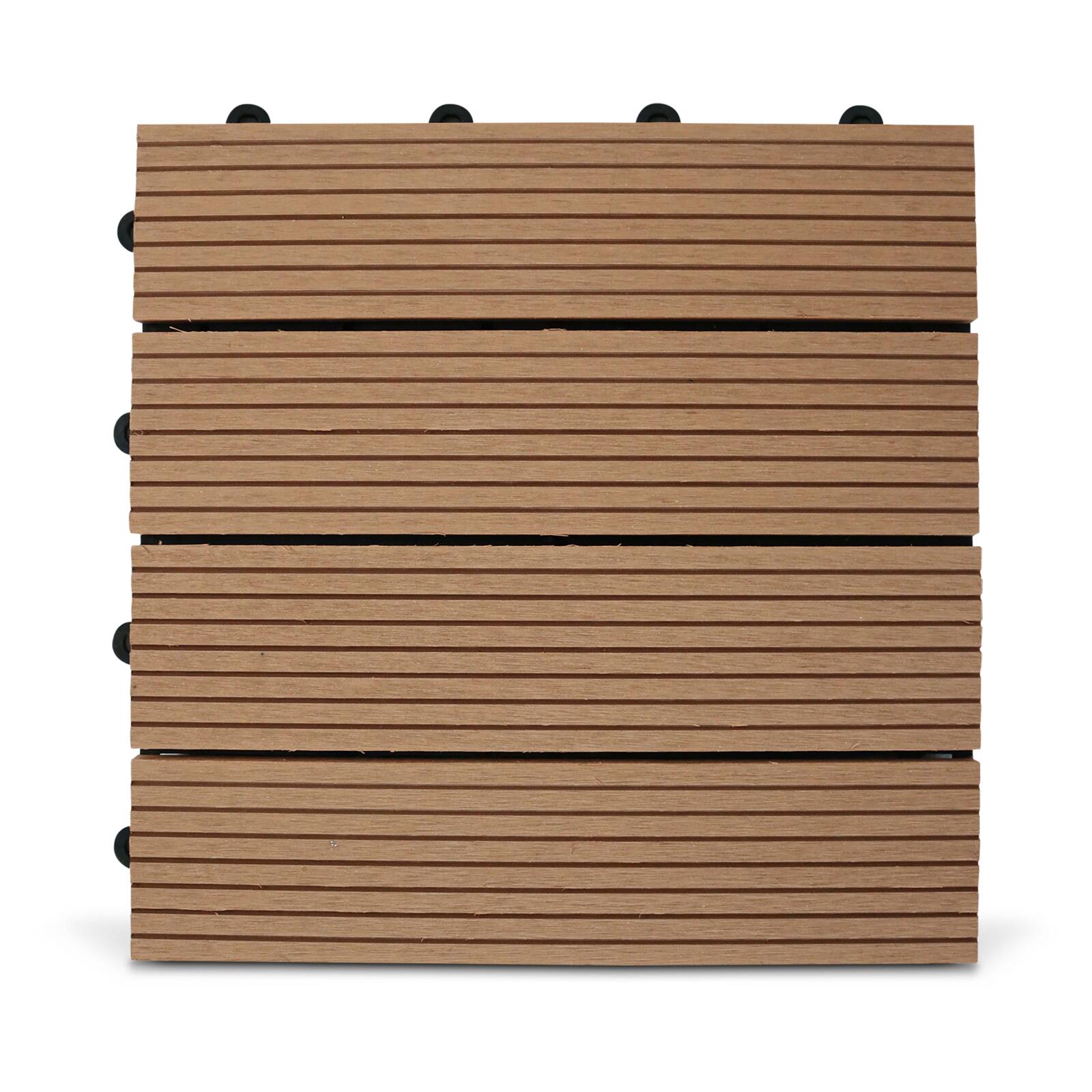 Lote de baldosas de terraza de madera compuesta con sistema de clips - (30 x 30 x 2,5 cm)