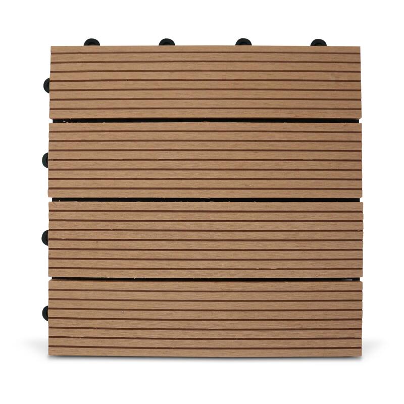 Lote de baldosas de terraza de madera compuesta con sistema de clips - (30 x 30 x 2,5 cm)