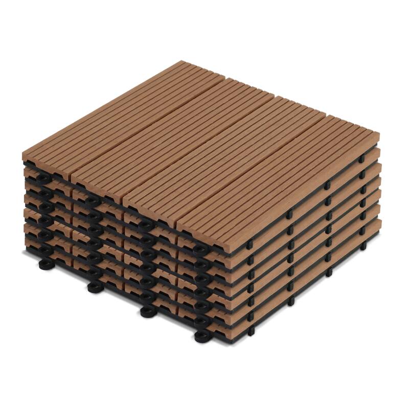 Lote de baldosas de terraza de madera compuesta con sistema de clips - (30 x 30 x 2,5 cm)