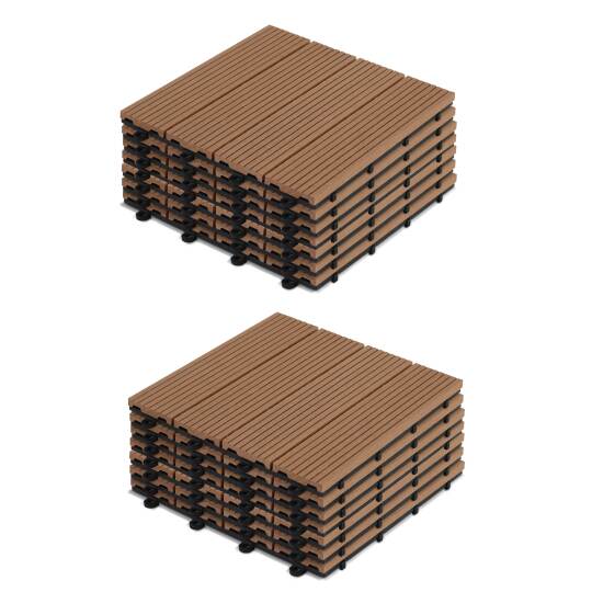 Losas para jardín encajables en madera compuesta (30x30x2,5 cm) - Vendidas por lote | Oviala