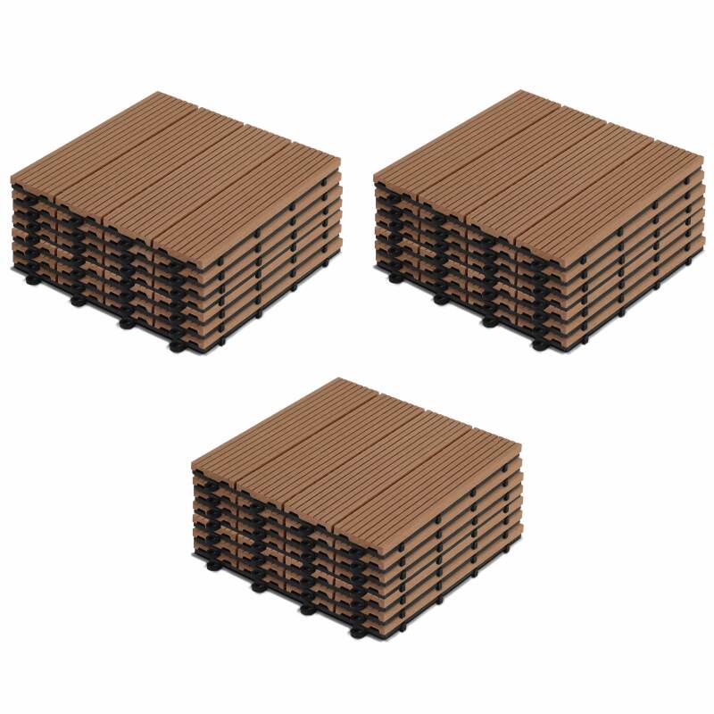 Lote de baldosas de terraza de madera compuesta con sistema de clips - (30 x 30 x 2,5 cm)