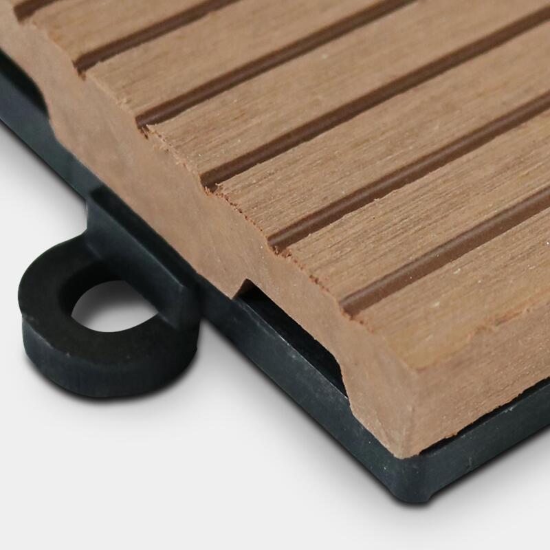 Lote de baldosas de terraza de madera compuesta con sistema de clips - (30 x 30 x 2,5 cm)