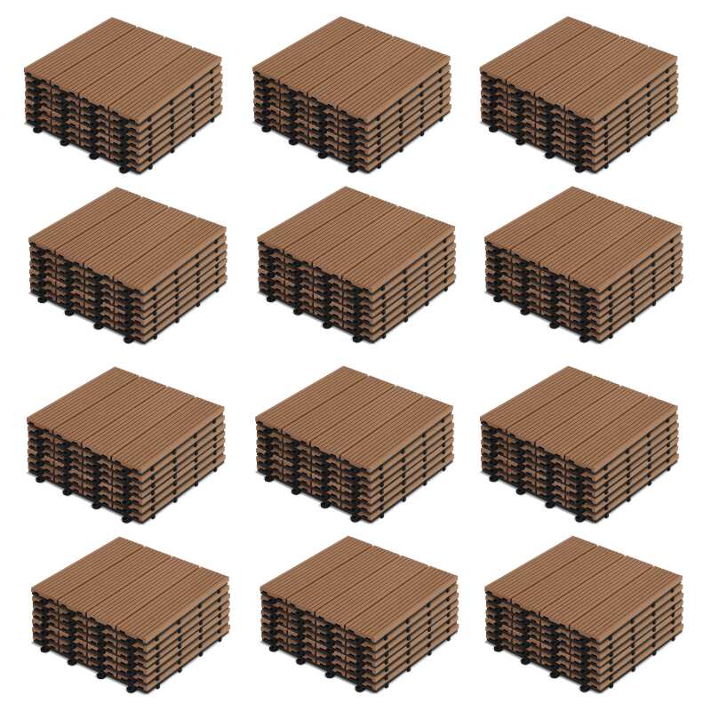 Lote de baldosas de terraza de madera compuesta con sistema de clips - (30 x 30 x 2,5 cm)