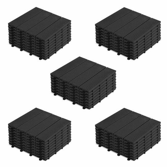 Lote de baldosas de terraza compuesta negra con sistema clips | Oviala