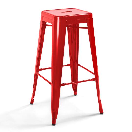 Taburete de bar de metal brillante (43 x 43 x 76)