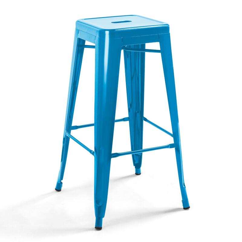 Taburete de bar de metal brillante (43 x 43 x 76)