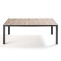 Mesa de jardín de aluminio y cerámica con efecto de madera (206 x 100 x 74,5 cm)