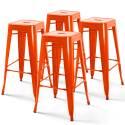 Lote de 4 taburetes de metal industrial brillante