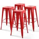 Lote de 4 taburetes de metal industrial brillante