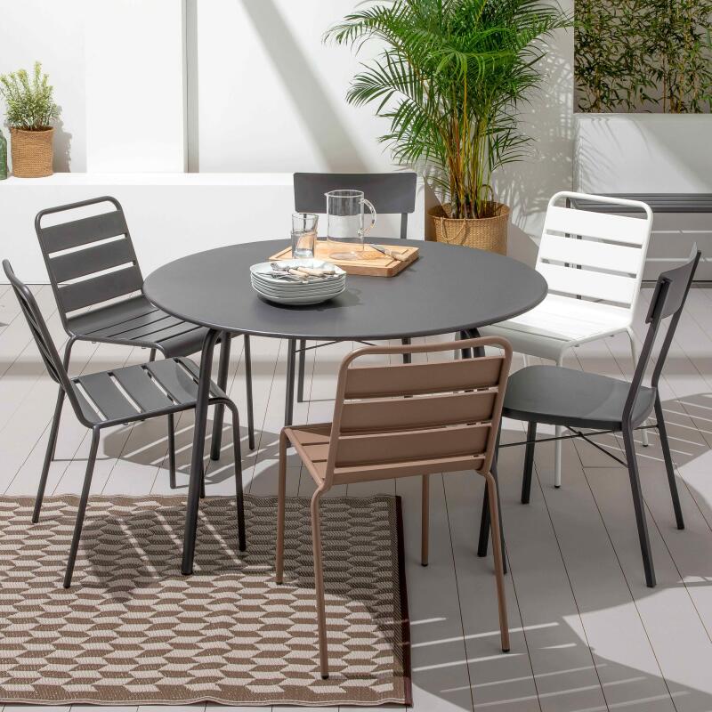 Mesa redonda de jardín (Ø120 x 72 cm) de metal (2/4)
