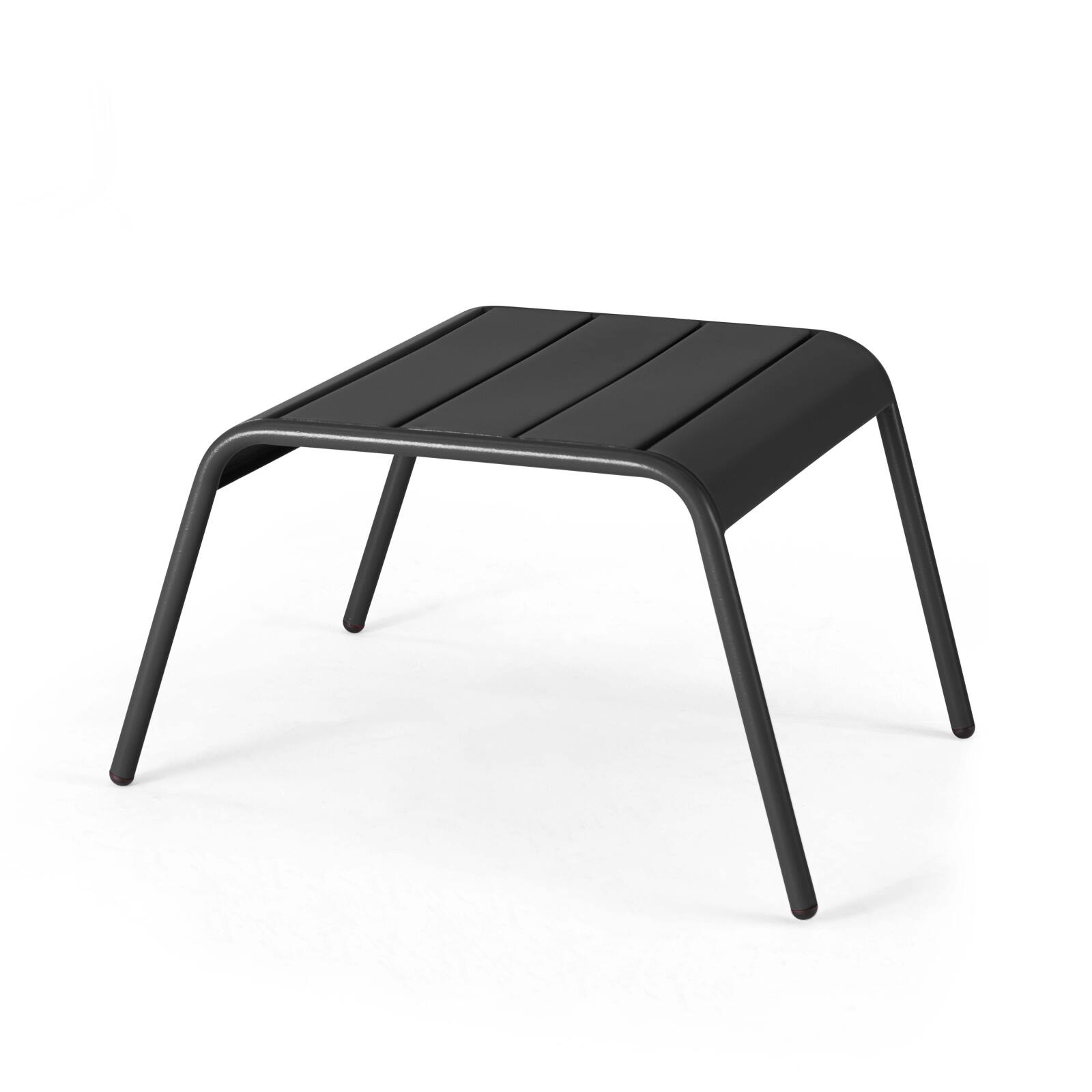 Sillón bajo y reposapiés de metal