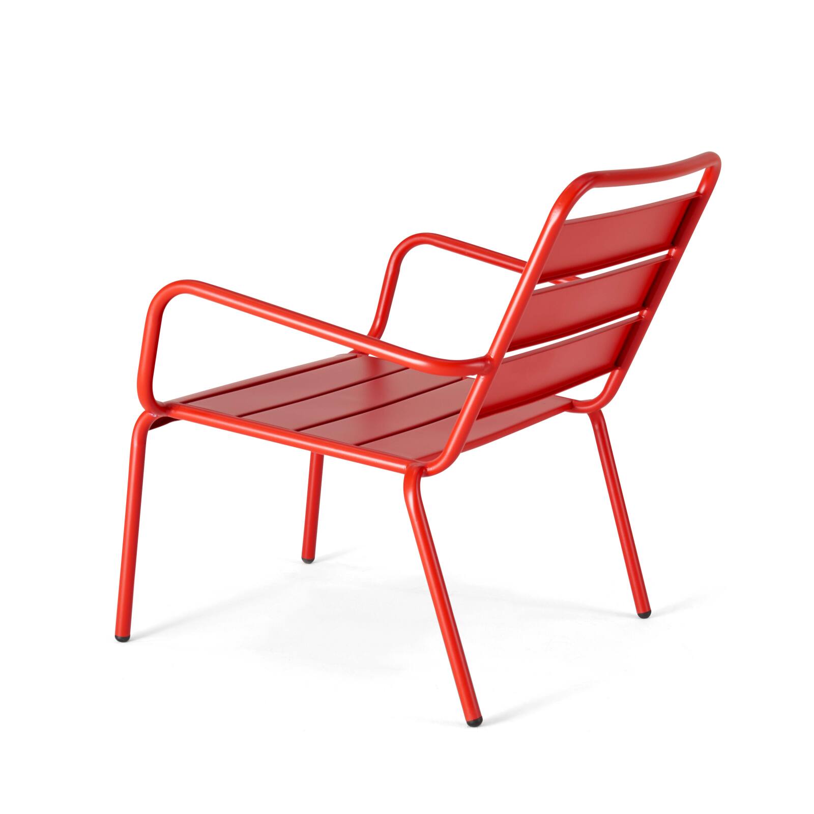 Sillón bajo y reposapiés de metal