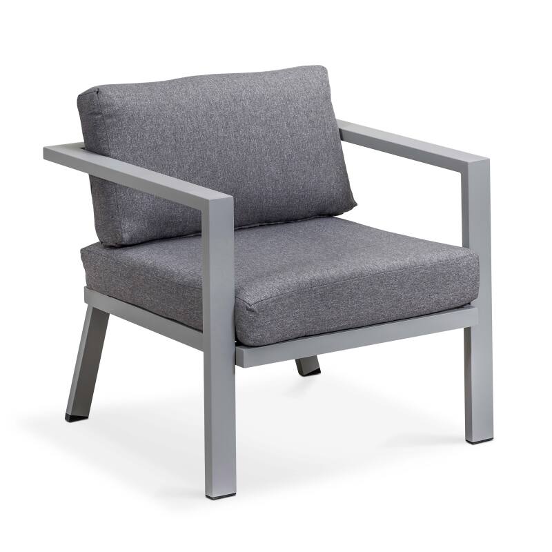 Conjunto de jardín de 6 plazas de aluminio + 1 sillón + 1 mesa de comedor